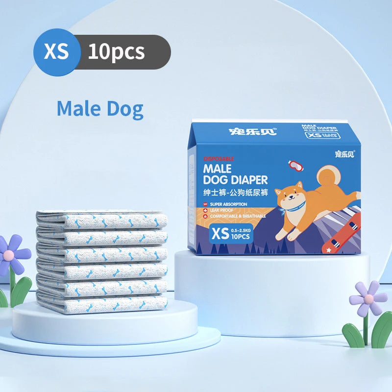 10/20Pcs Dog Diapers Males Females Disposable Nappies Pants Physiological Underwear Adjustable Leakproof Breathable Safety Pants