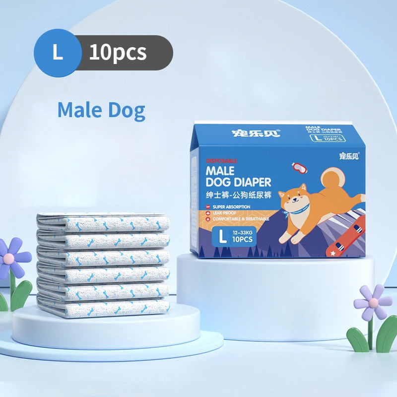 10/20Pcs Dog Diapers Males Females Disposable Nappies Pants Physiological Underwear Adjustable Leakproof Breathable Safety Pants