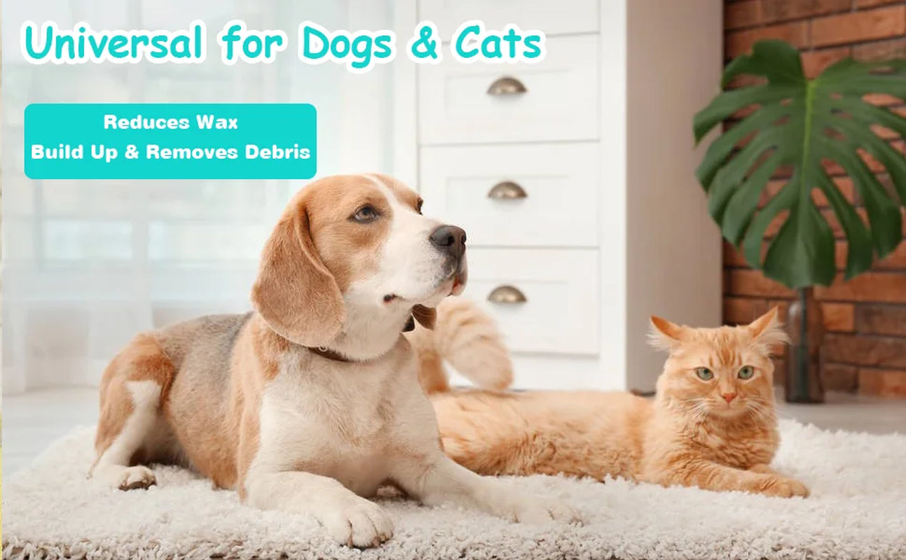 2-Pack Teeth and Ear Cleaner Finger Wipes, Dog and Cat Grooming Kit, Soothing Odor Control, Reduces Dirt and Wax Buildup, Cleans Teeth and Reduces Tartar and Odor, 100 Tablets