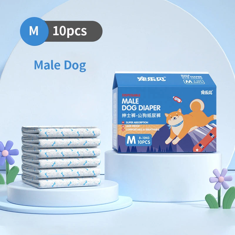 10/20Pcs Dog Diapers Males Females Disposable Nappies Pants Physiological Underwear Adjustable Leakproof Breathable Safety Pants
