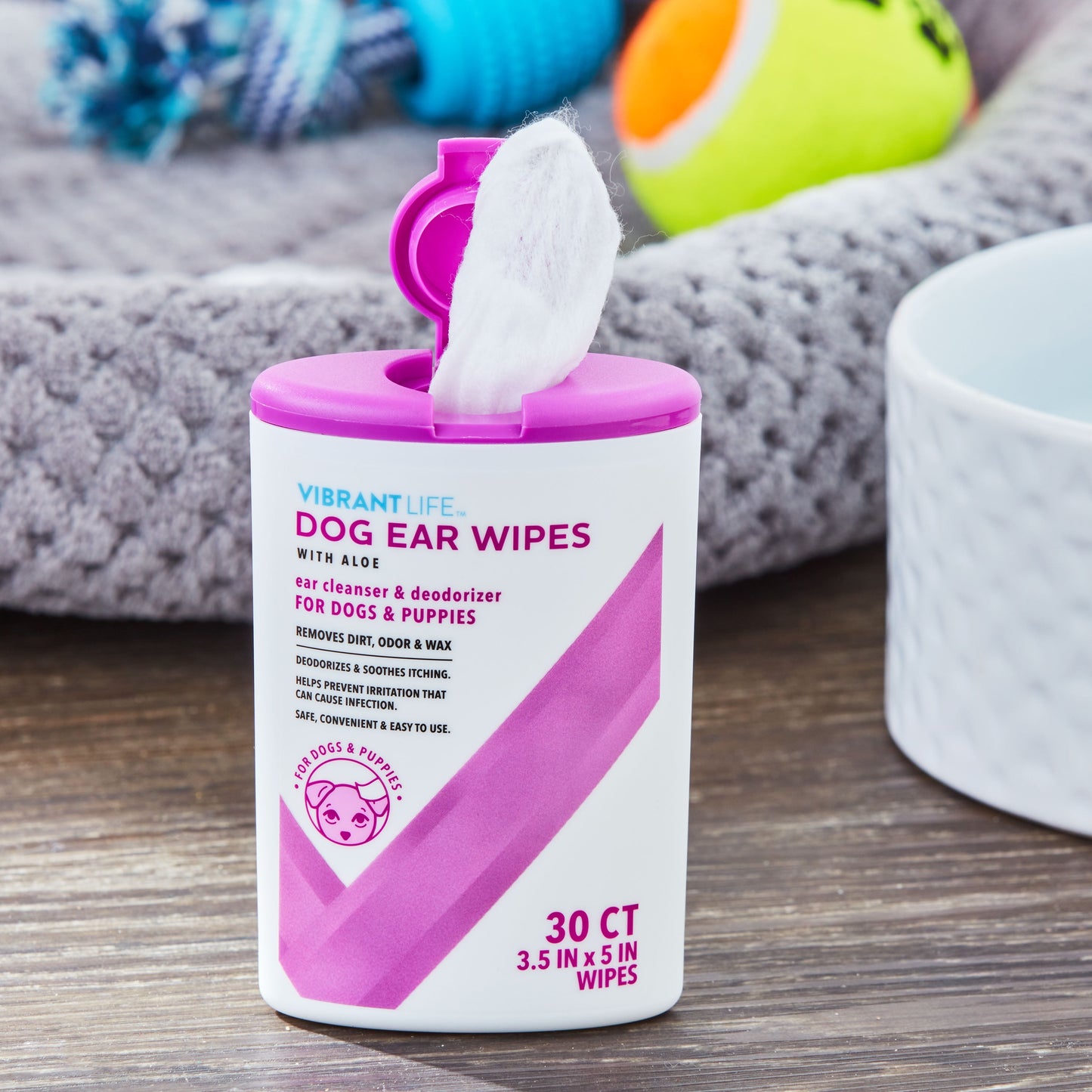 (4 Pack) Dog Ear Wipes with Aloe, 30 Count. Cleaning Dog Ear Wipes.