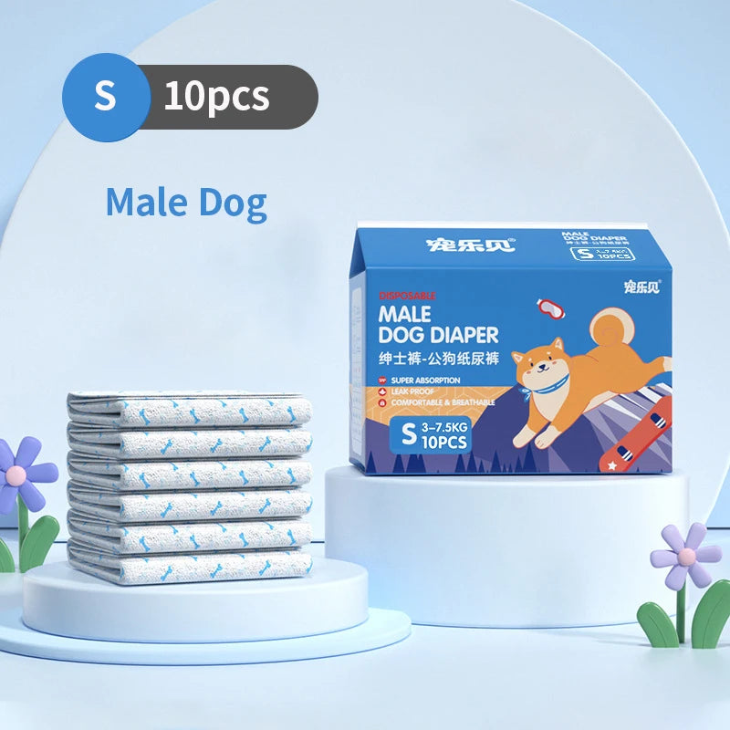 10/20Pcs Dog Diapers Males Females Disposable Nappies Pants Physiological Underwear Adjustable Leakproof Breathable Safety Pants