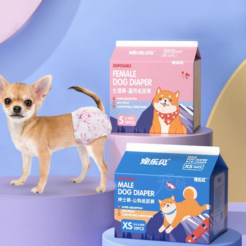 10/20Pcs Dog Diapers Males Females Disposable Nappies Pants Physiological Underwear Adjustable Leakproof Breathable Safety Pants