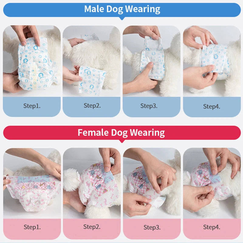 10/20Pcs Dog Diapers Males Females Disposable Nappies Pants Physiological Underwear Adjustable Leakproof Breathable Safety Pants