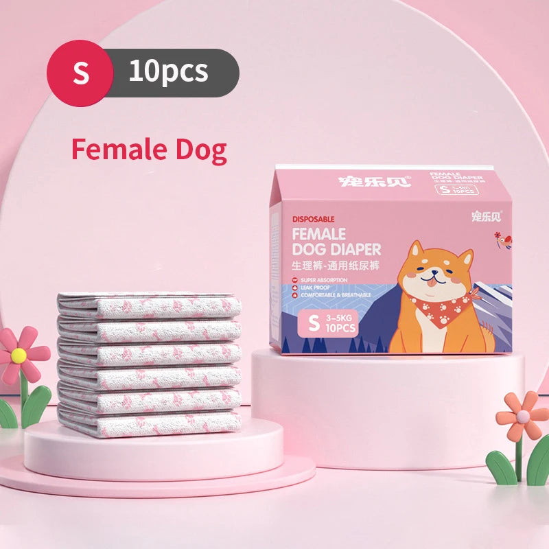 10/20Pcs Dog Diapers Males Females Disposable Nappies Pants Physiological Underwear Adjustable Leakproof Breathable Safety Pants