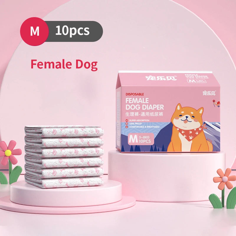 10/20Pcs Dog Diapers Males Females Disposable Nappies Pants Physiological Underwear Adjustable Leakproof Breathable Safety Pants