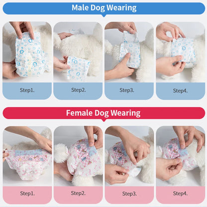 10/20Pcs Dog Diapers Males Females Disposable Nappies Pants Physiological Underwear Adjustable Leakproof Breathable Safety Pants