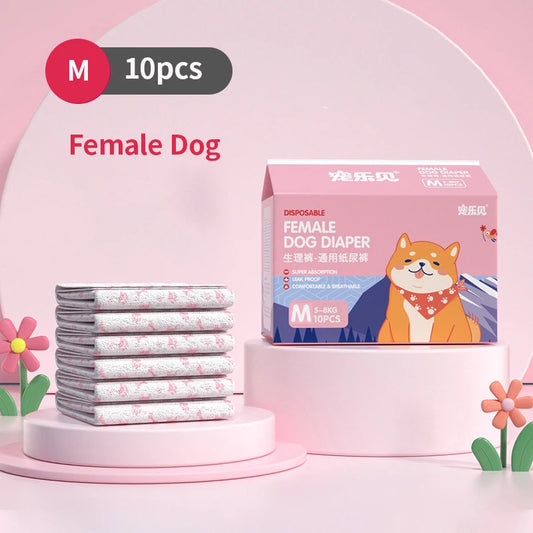 10/20Pcs Dog Diapers Males Females Disposable Nappies Pants Physiological Underwear Adjustable Leakproof Breathable Safety Pants